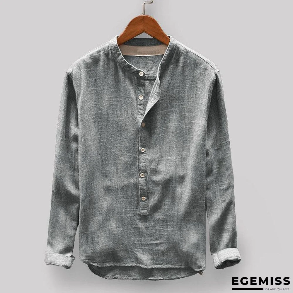 Solid Color Stand Collar Long Sleeve Loose Casual T-shirt | EGEMISS