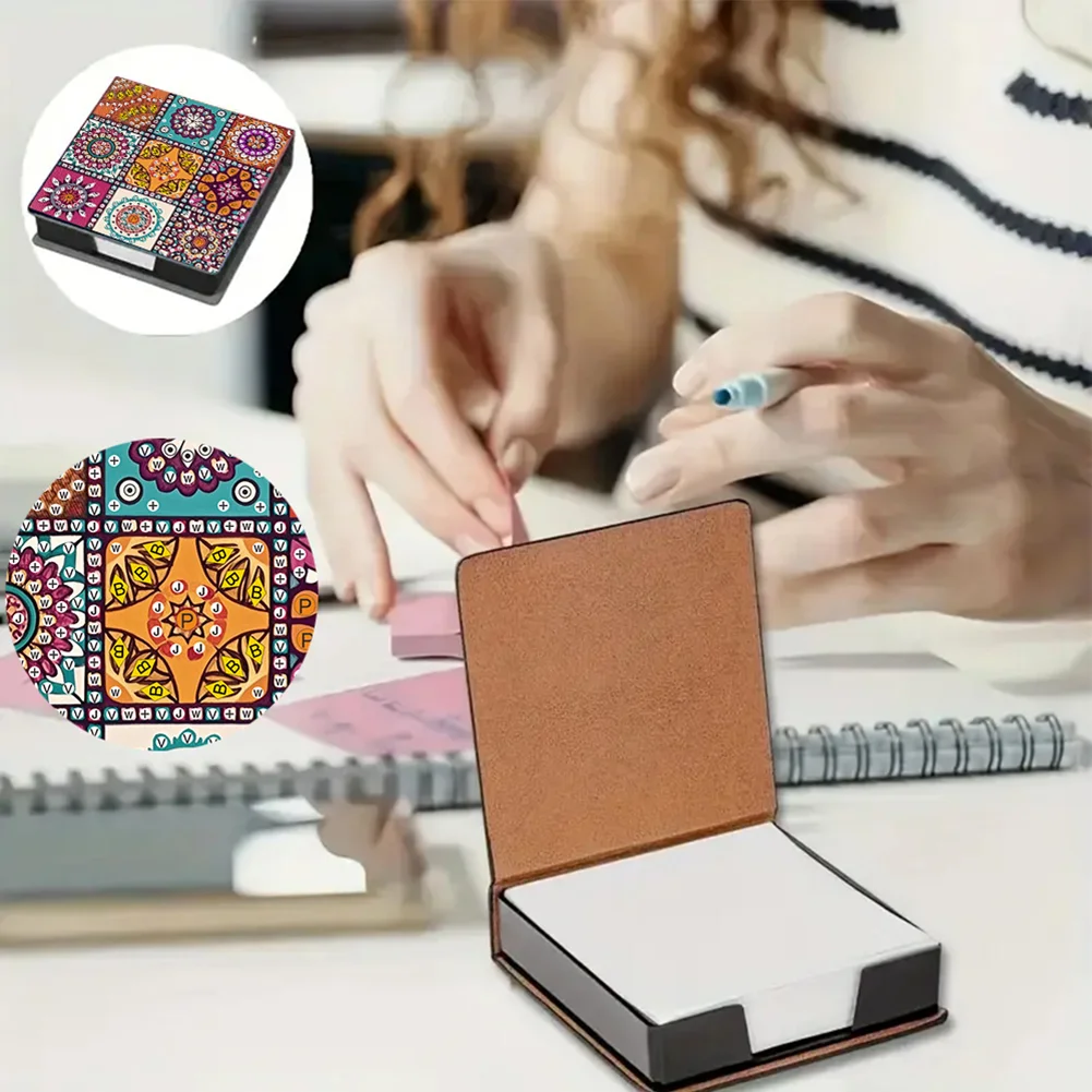 5D DIY PU Gem Painting Memo Pad Holder with 160 Sheets Paper (Mandragora)
