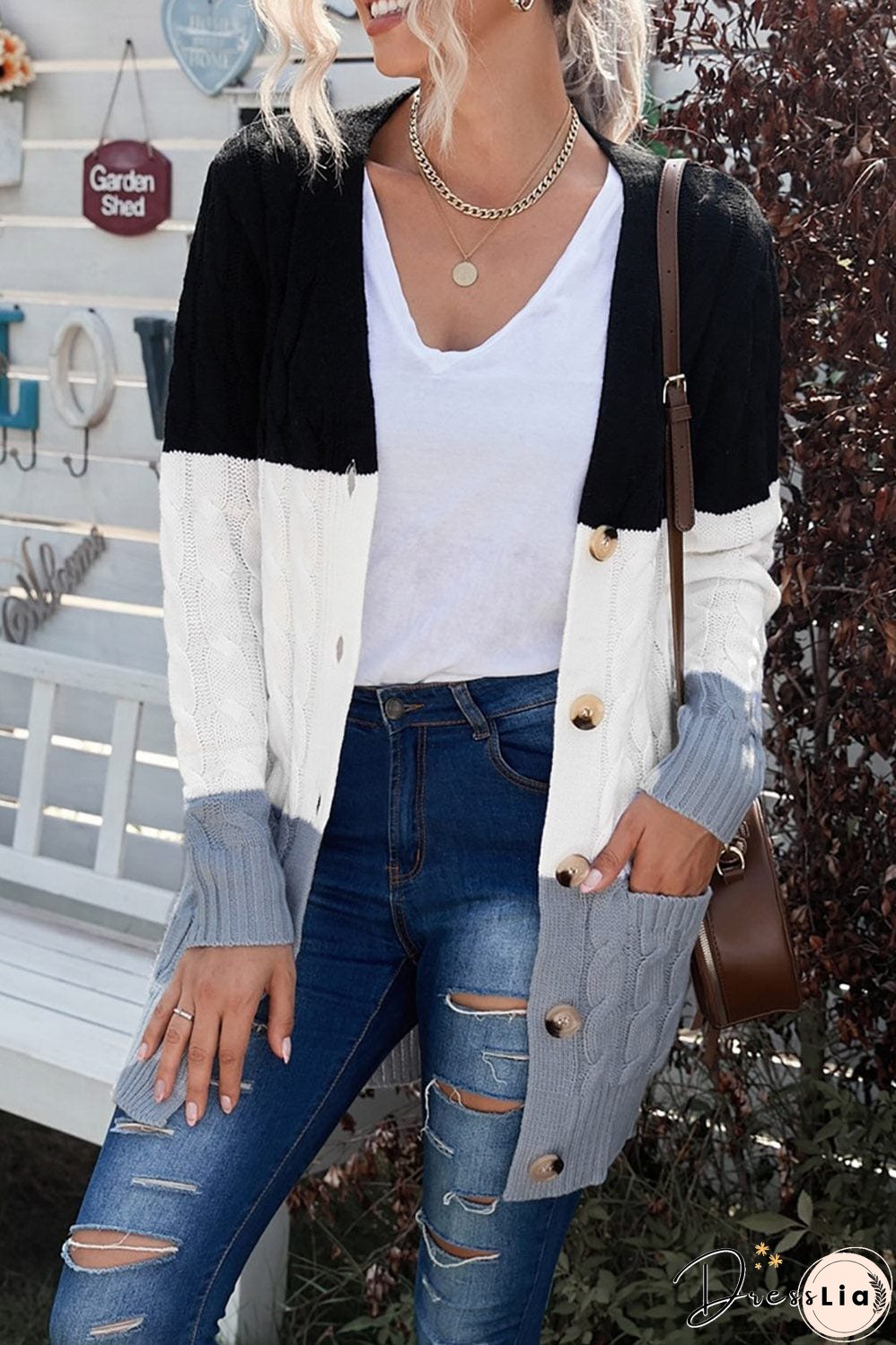 Cozy Cable Knit Button-Front Long Sleeve Cardigan