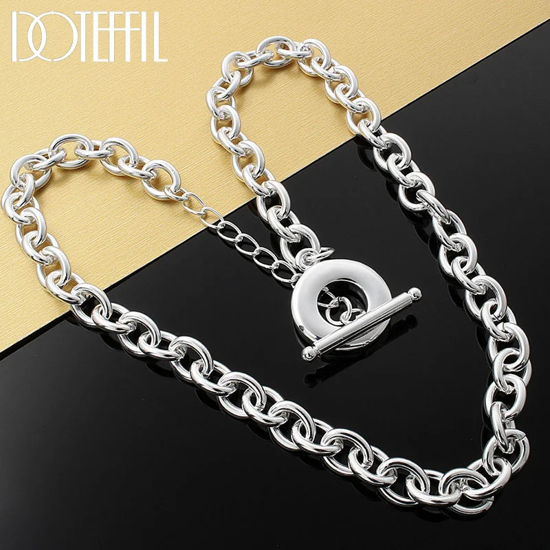 DOTEFFIL 925 Sterling Silver 18 Inches 8mm TO Chain Many Circles Necklace For Women Man Jewelry