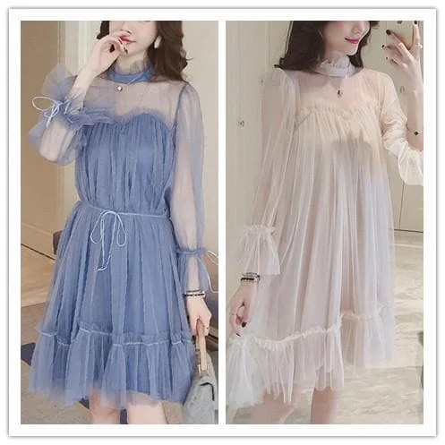 Blue/Beige Fairy Falbala Tulle Dress SP1812152
