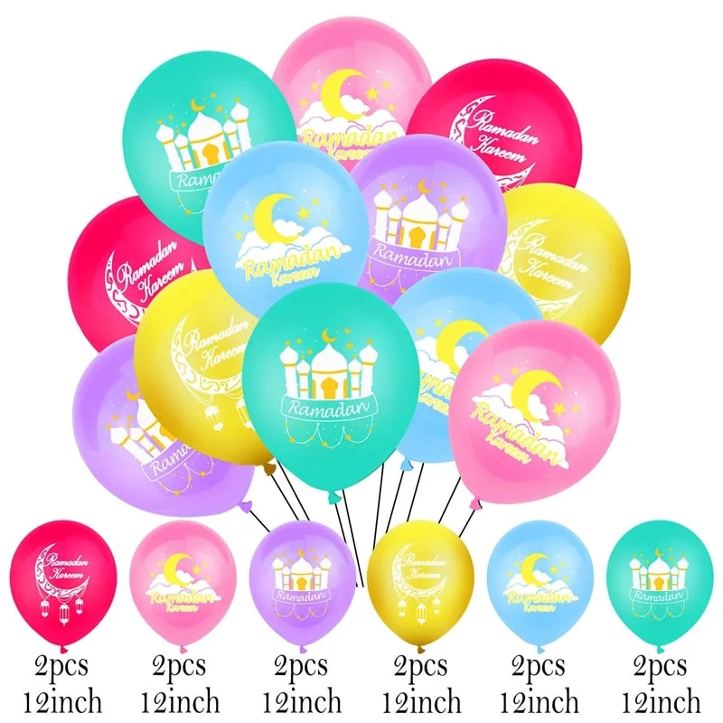 Ramadan Kareem Banner Latex Balloons Set Muslim Islamic Festival Party DIY Decoration Eid Al Adha Gifts