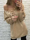 V-Neck Solid Color Drawstring Casual Mini Dress