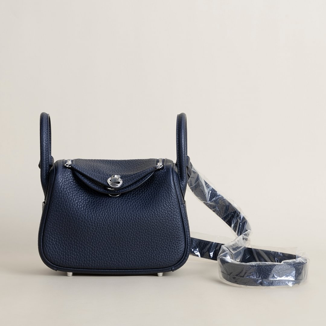 Mini Lindy Clemence leather 2Z Blue nuit PHW