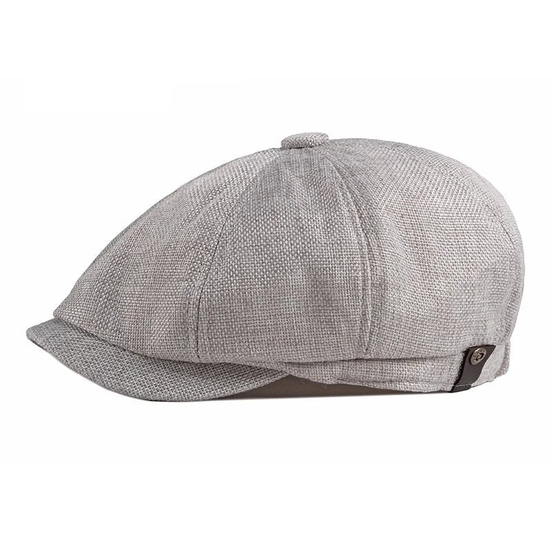 Breathable Linen Newsboy Hat Adjustable 56-61cm