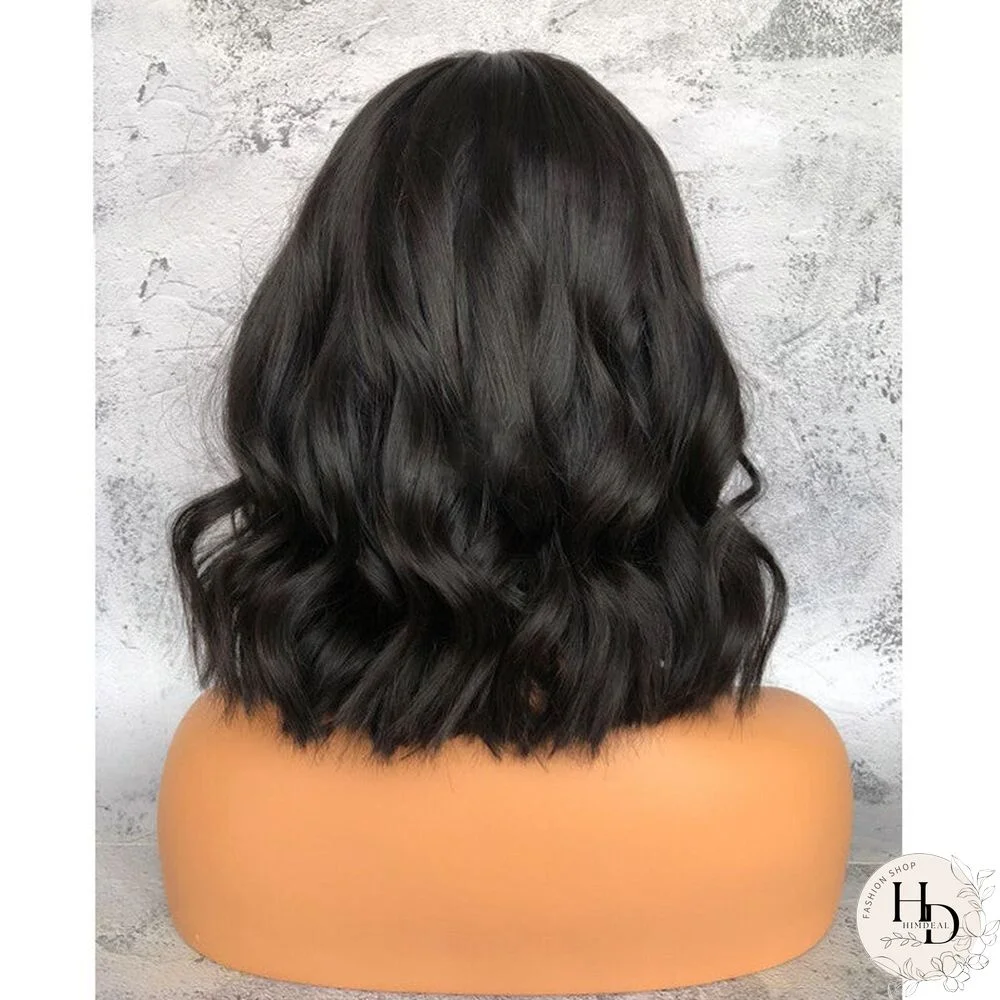 New Women's Black Medium Split Short Curly Bobo Hair Cover