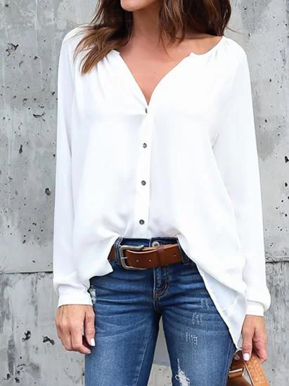 Women Half Sleeve V-neck Solid Color Dress