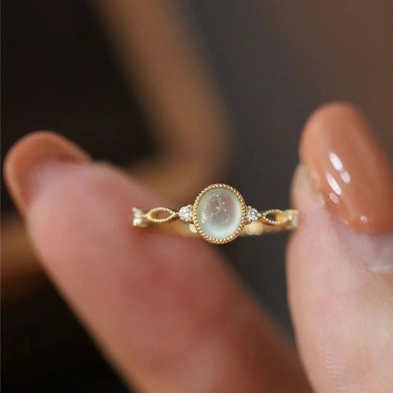 Simple Gold Natural Stone Rhinestone Adjustable Opening Rings 2024 - Flycurvy 