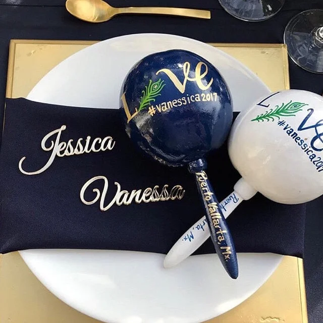 1 Piece Custom Laser Cut Place Name Setting Guest Name Silver / Gold Mirror Acrylic Place Card Decor Wedding Party Centerpiece