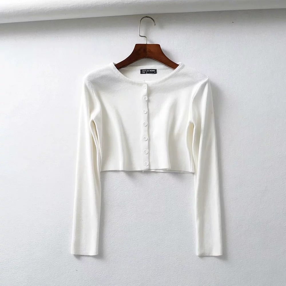 2021 Autumn Women's Clothing Short Single-breasted Long Sleeve Sweater