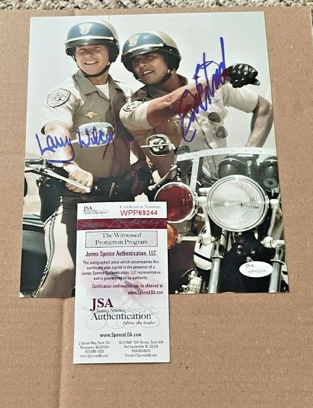 ERIK ESTRADA-LARRY WILCOX SIGNED CHIPS 8X10 Photo Poster painting JSA WITNESSED #2