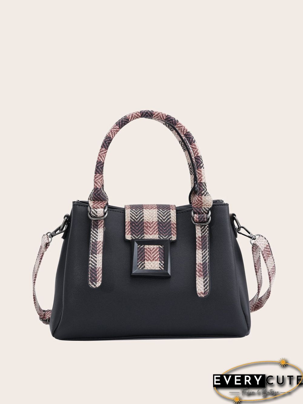 Plaid Split Joint Shoulder Bag