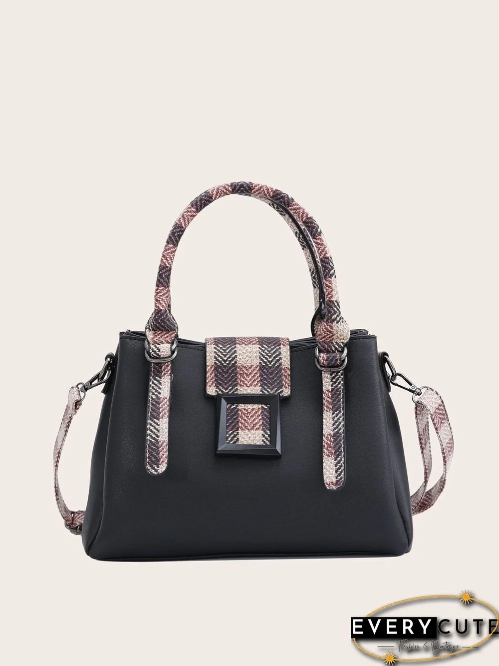 Plaid Split Joint Shoulder Bag