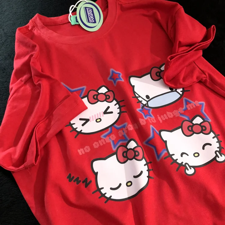 Pure Cotton Kawaii Hello KittyT-shirt weebmemes