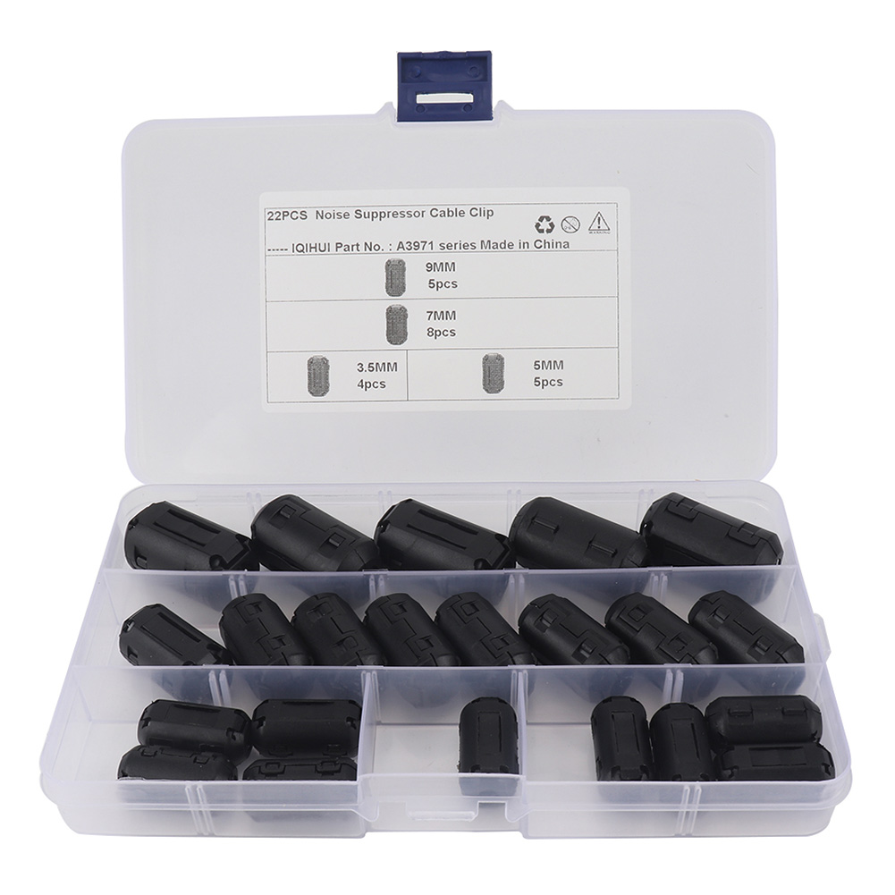 

22x 3.5mm/5mm/7mm/9mm Ferrite Core Ring Noise Suppressor Filters Cable Clip, 501 Original
