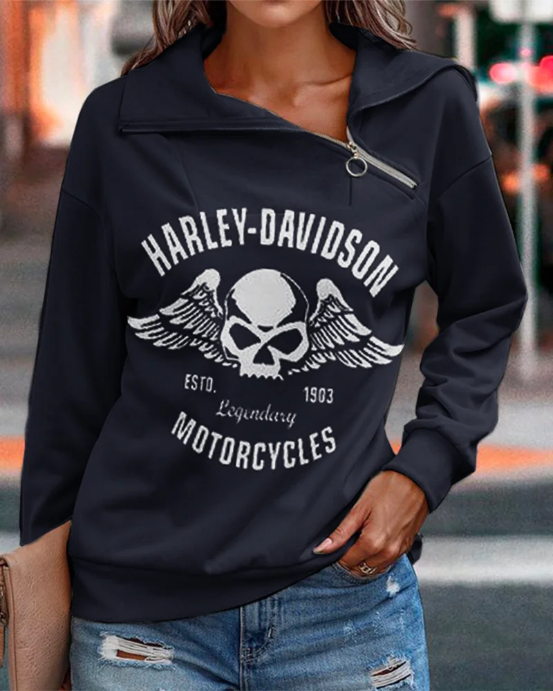 Women's Fashion Print Zip Hoodies-2305