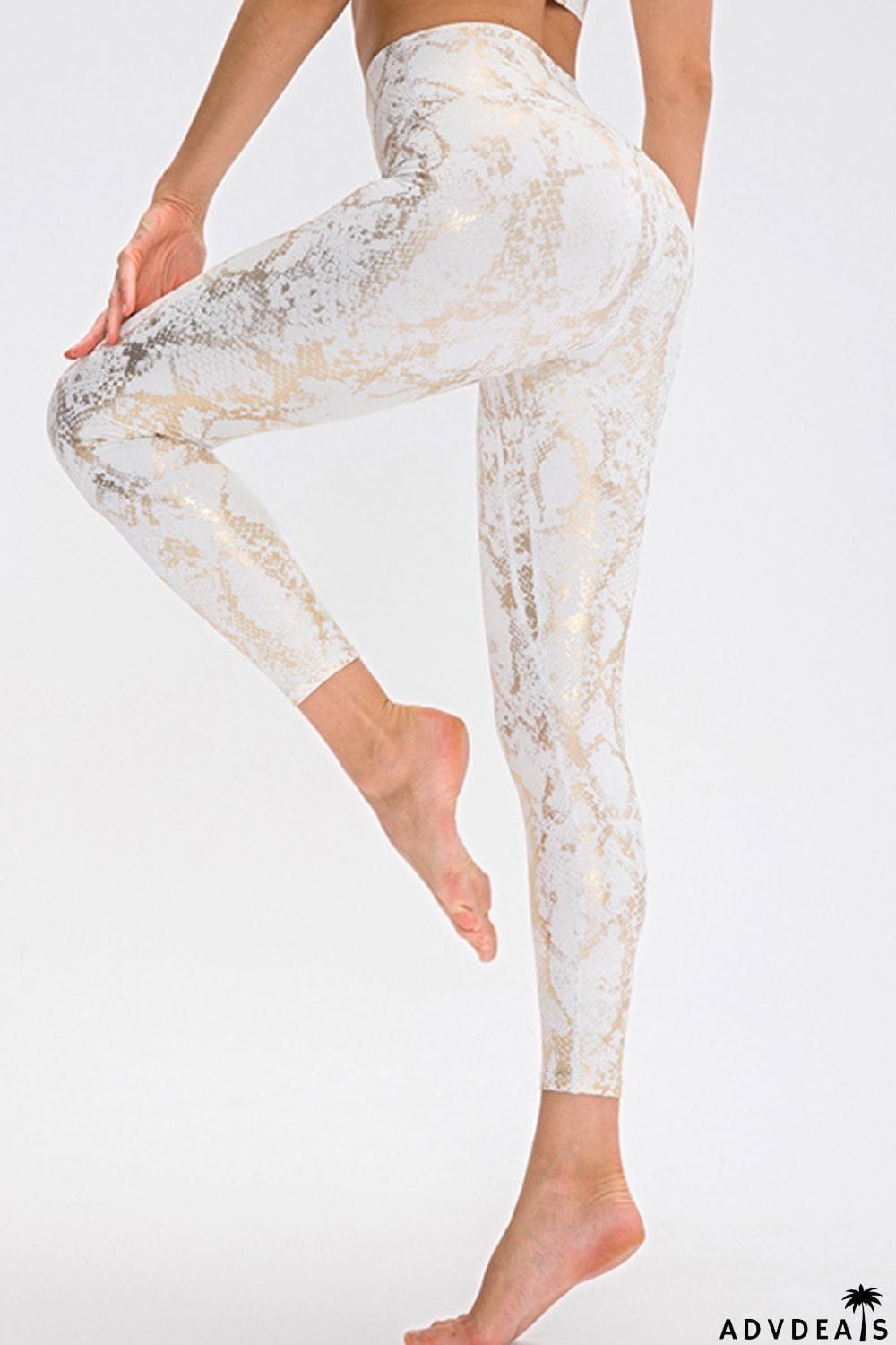 Animal Print Slim Fit Wide Waistband Long Sports Pants