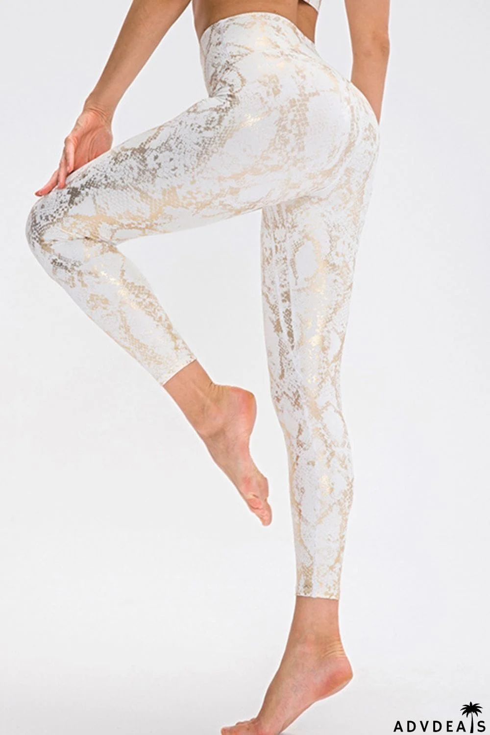 Animal Print Slim Fit Wide Waistband Long Sports Pants