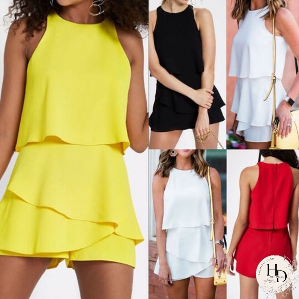 Womens Ladies Summer Holiday Bikini Mini Playsuit Romper Beach Jumpsuit Dress 3 Colors