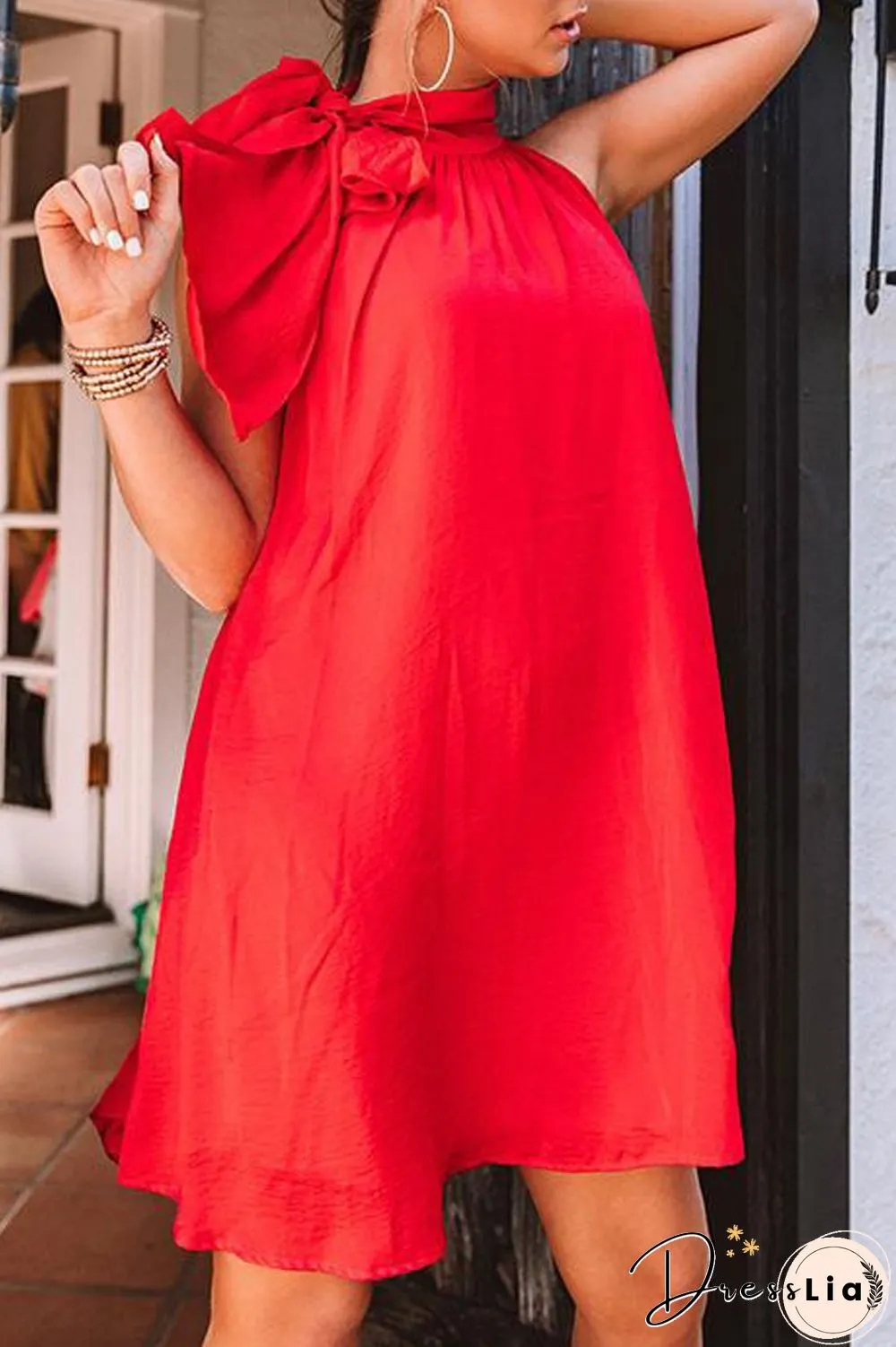 Halter Bowknot Neck Sleeveless Dress