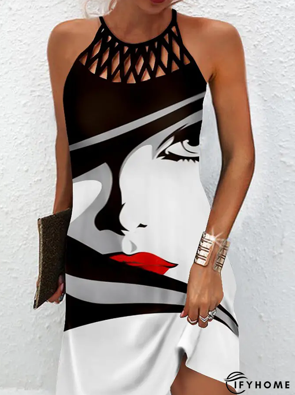 Abstract Halter Casual Dress | IFYHOME