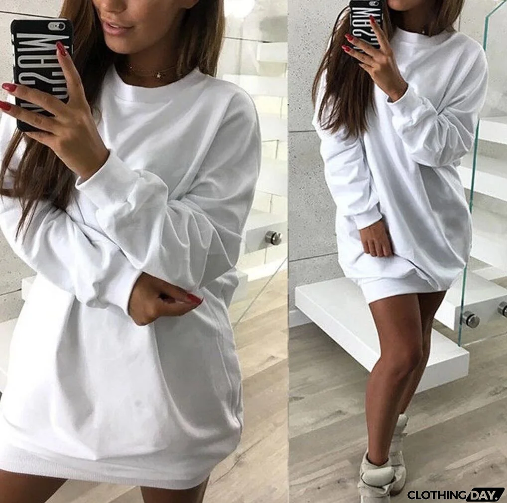 Crew Neck Long Sleeve Loose Sweatshirt Dress
