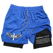 Men's Casual Athletic Compression Quick Dry Shorts Workout Running Double Layer Pants