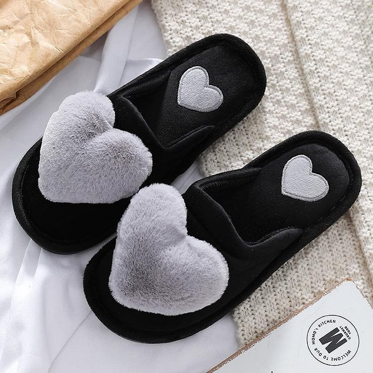 Cute Love Hearts Bunny Pompoms Comfy Slippers SS1700