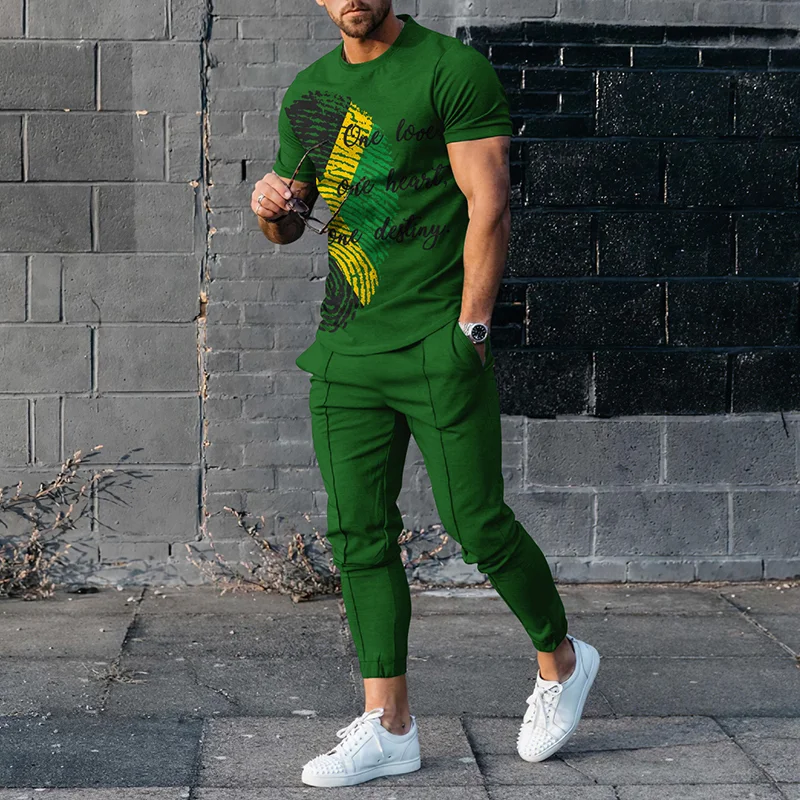 Jamaica ONE LOVE T-Shirt And Pants Two Piece Set