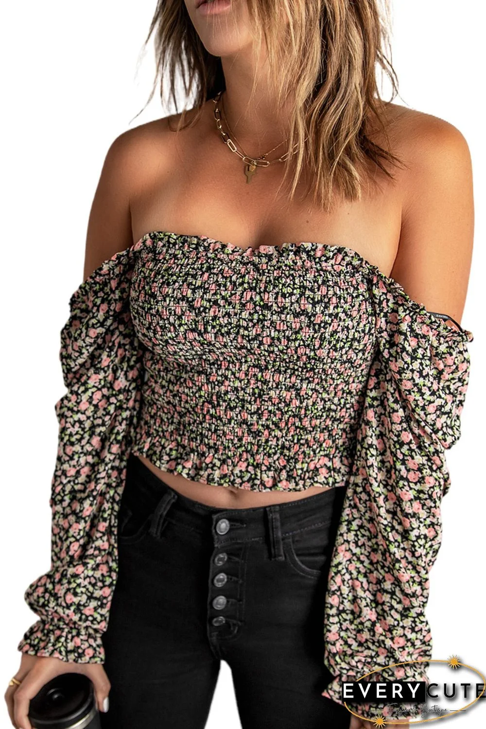 Floral Smocked Crop Top