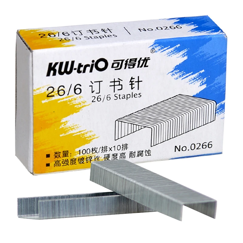 Normal 26/6 Staples Pin 1000pcs /Box Silver Metal Office Standard Stapler Staples 26 / 6 Binding Machine Office School Supplies