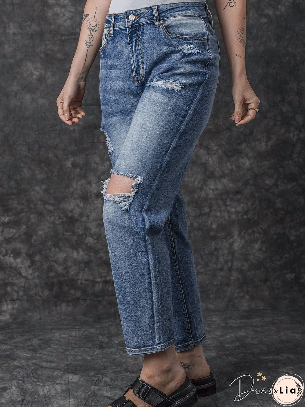 Distressed Denim Trousers