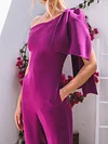 One-Shoulder Asymmetric Solid Color Jumpsuits