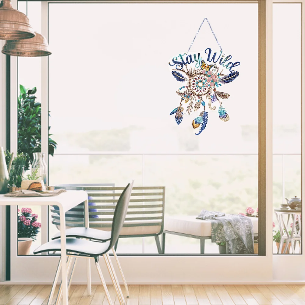 DIY Dreamcatcher Acrylic Single-Sided Diamond Painting Hanging Pendant for Home Wall Decor 
