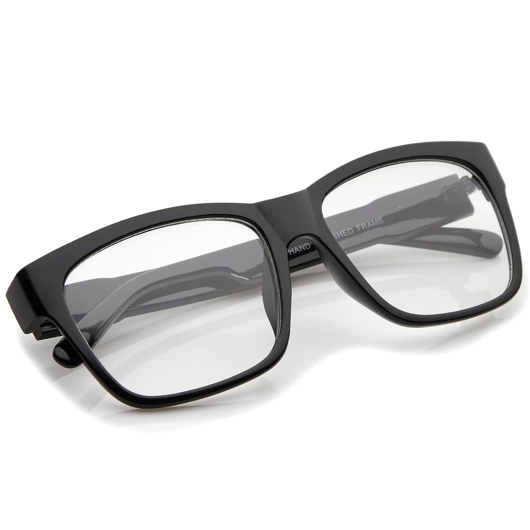 Casual Bold Square Clear Lens Horn Rimmed Eyeglasses 53mm