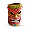 Outdoor Tiki Statue Garden Deco with Solar Light Hawaiian Tiki Ornament (Blue)