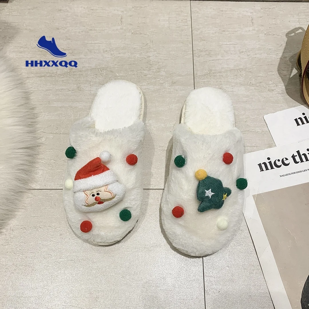 Xangg Decoration Plush Warm Home Flat Slippers Soft Comfortable Winter Slippers Women's Cotton Shoes Indoor Plush Slippers