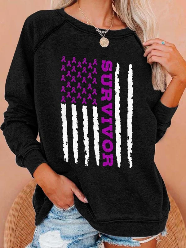 Domestic Violence Awareness Survivor Print Sweatshirt