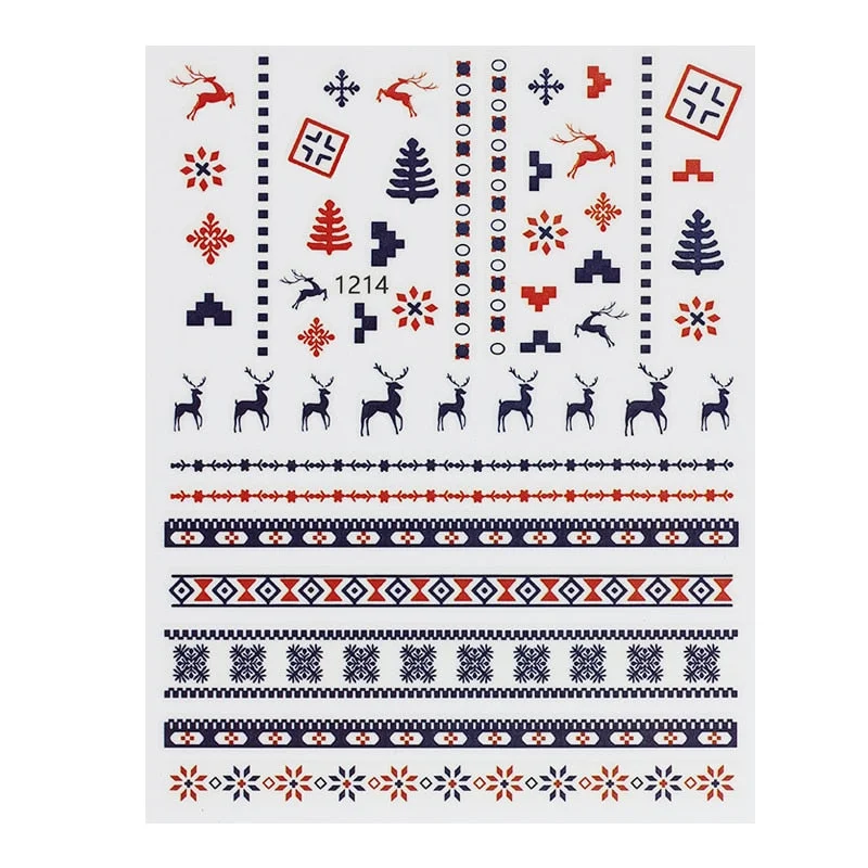 Christmas Nail Art Stickers Decals, Self-adhesive Stickers for Nails Santa Claus Snowflake Snowman for Christams Nail Decoration-Nail Inspo