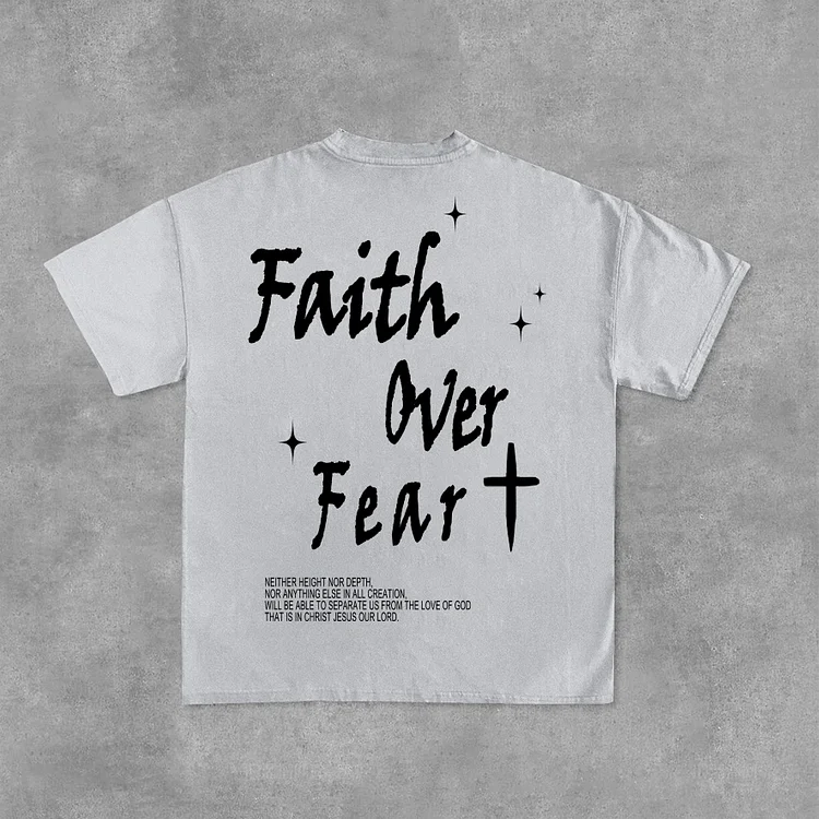 Faith Over Fear Bible Graphic Print Cotton T-Shirt SOPULA