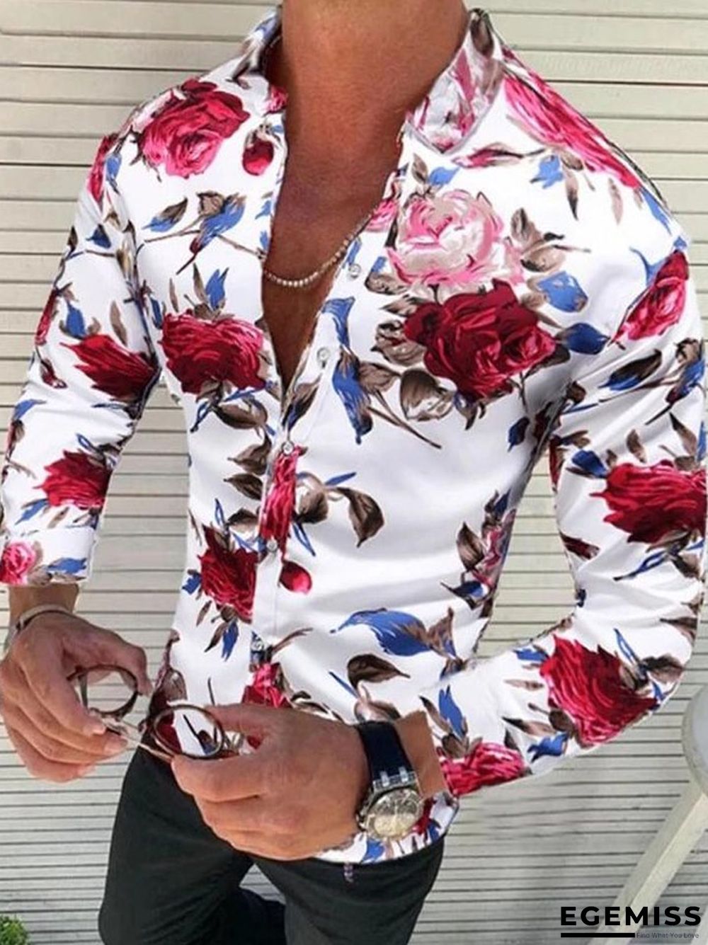 Men's Fashion Casual Plus Size Lapel Print Shirts | EGEMISS