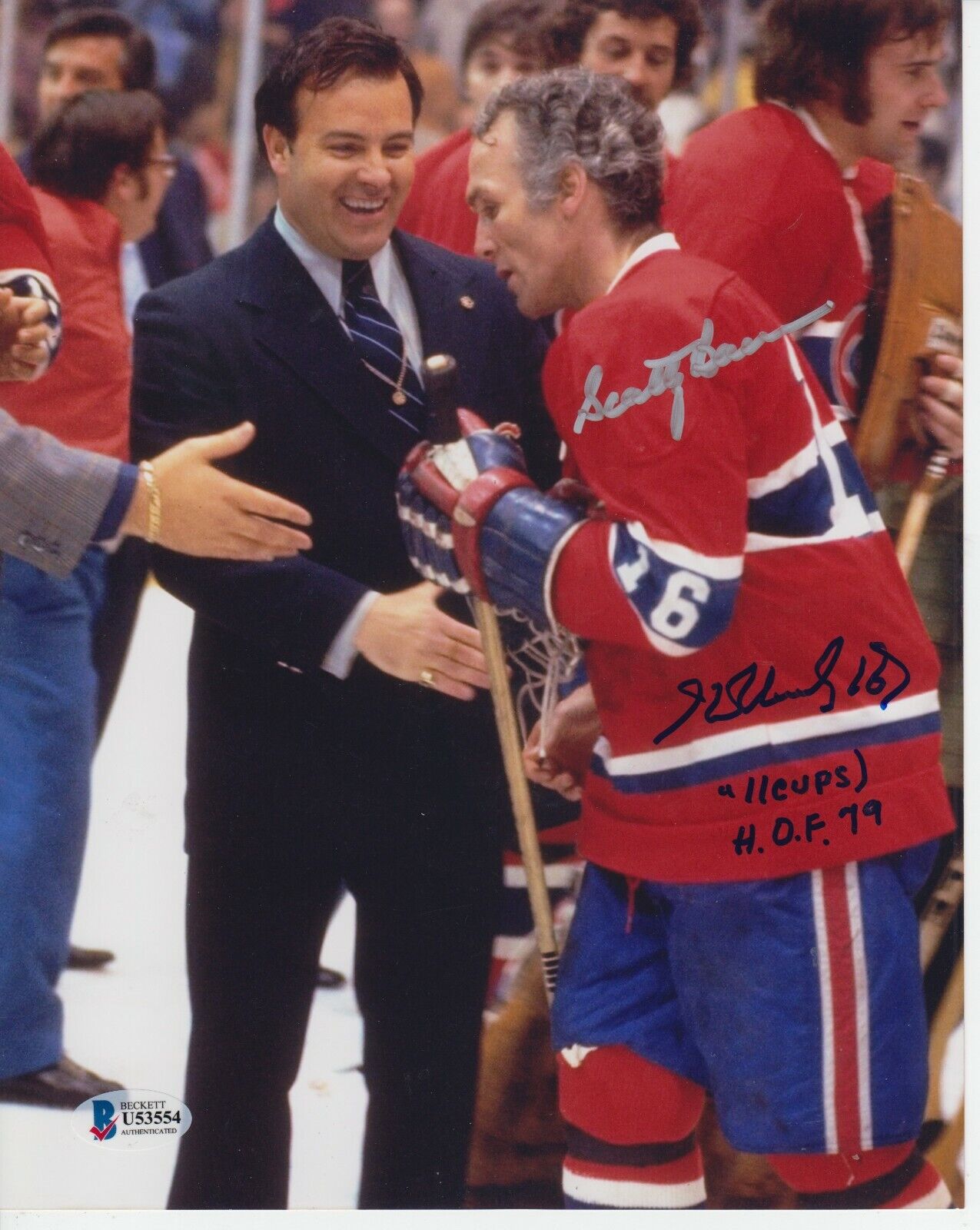 Henri Richard - Scotty Bowman W/ Inscriptions Signed 8X10 Photo Poster painting #1 BECKETT