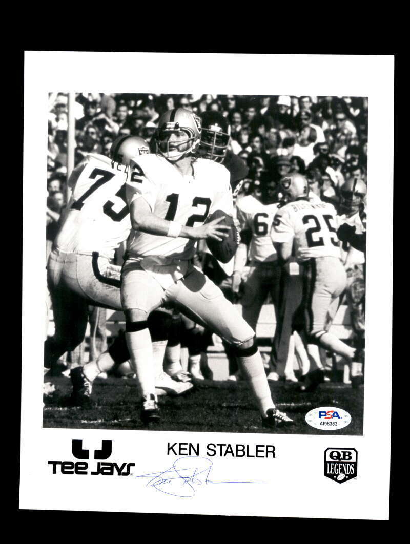 Ken Stabler PSA DNA Coa Signed Raiders 8x10 Autograph Photo Poster painting