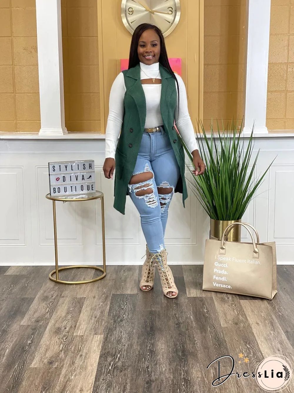 Solid Color Sleeveless knit Sweater Vest Cardigan