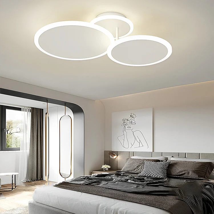 2/3/6 Round Three Step Dimming LED Matte White Nordic Ceiling Lights Fixture - Appledas