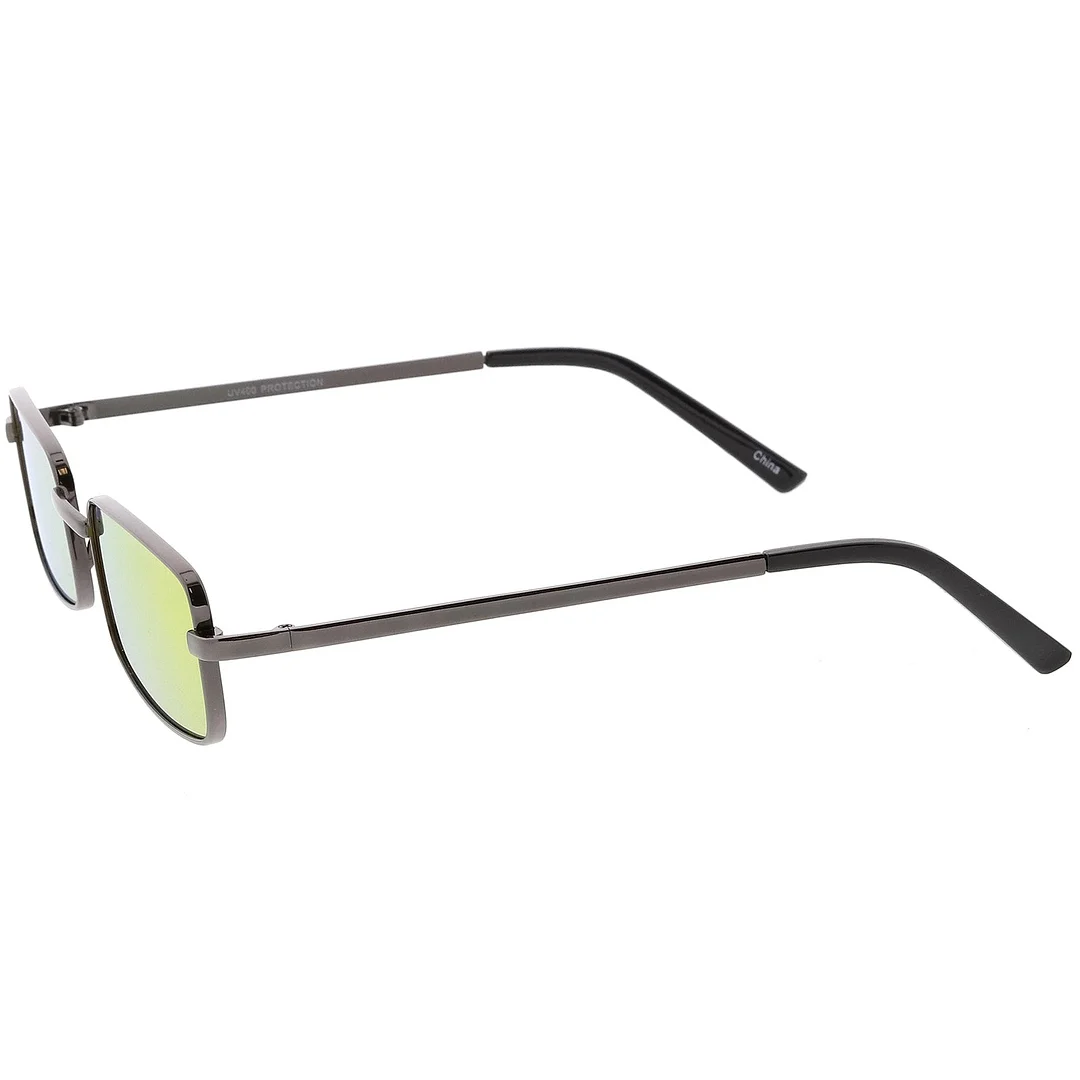 Classic Small Metal Rectangle glasses Color Mirrored Flat Lens 54mm
