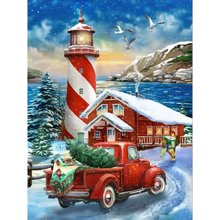 Car Lighthouse - Full Round - Diamond Painting(30*40cm)