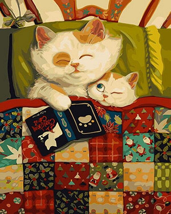 

Cat Mother Kitten – Paint By Numbers - 40*50CM, 501 Original