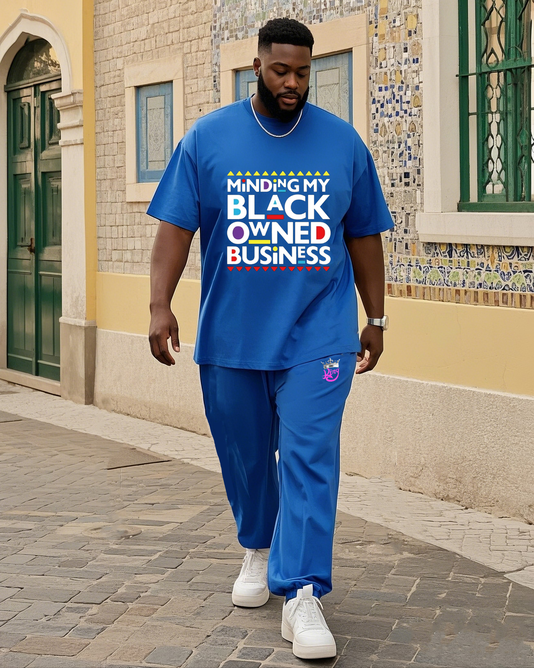 Big Boys June Festival Black History Print Short Sleeve Trousers Suit