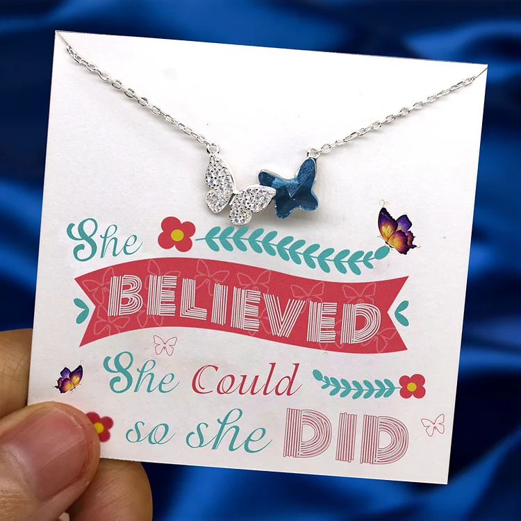 For Daughter - She Believed She Could Butterfly Pendant Necklace